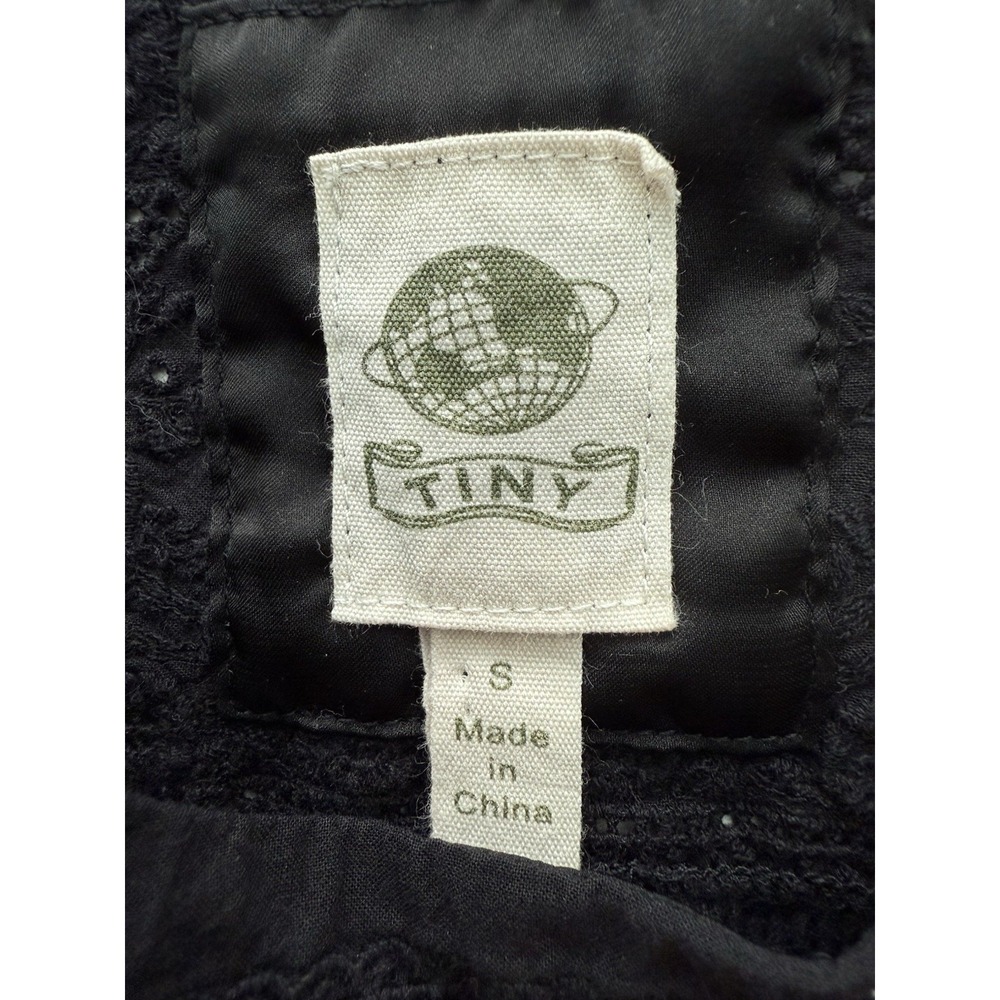 Anthropologie Black Eyelet Crotchet Blouse Womens Small Cottagecore Feminine - Picture 5 of 8